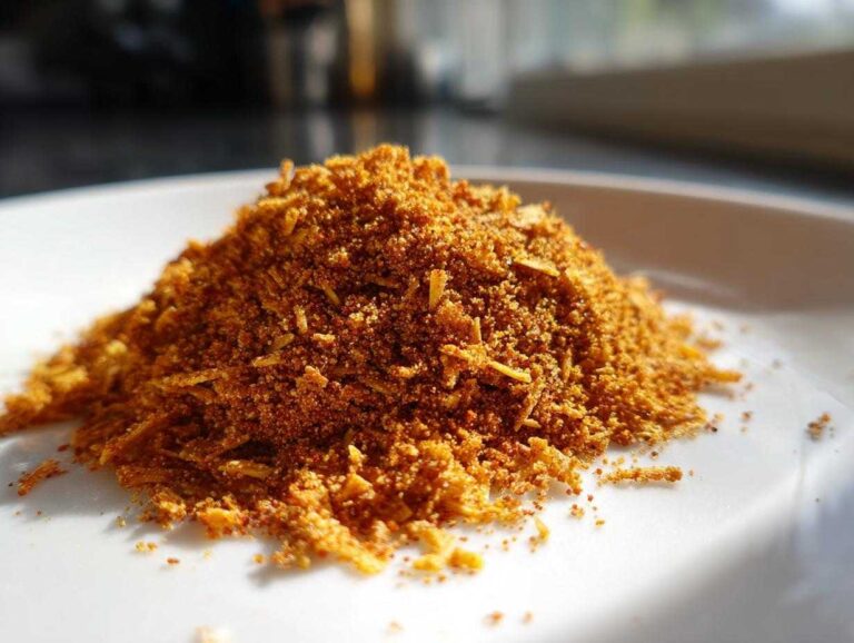 Close-up of the savory seasoning blend used for Air Fryer Crispy Tortilla Strips piled on a white plate.