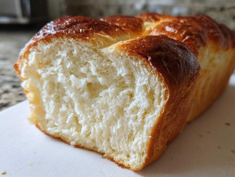 A close-up view showing the incredibly soft, fluffy interior crumb of a freshly baked loaf of milk bread.