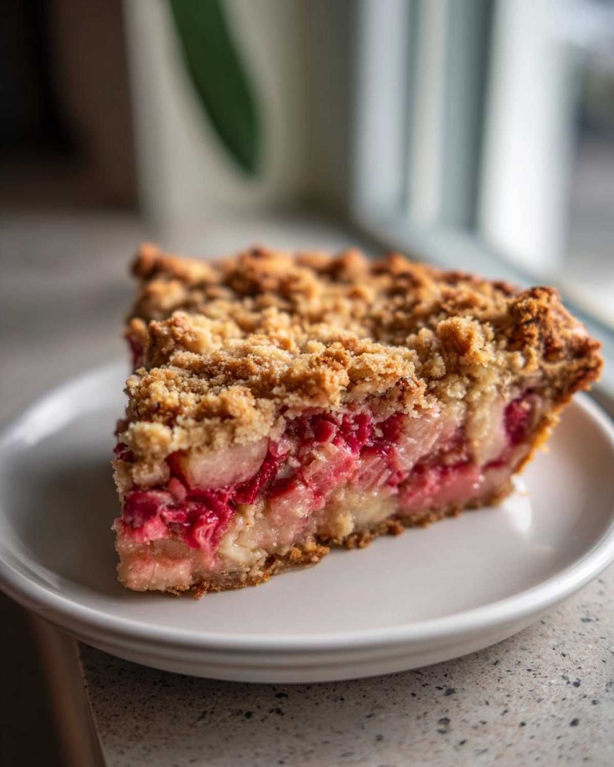 Close-up of a slice of Rhubarb and Apple 