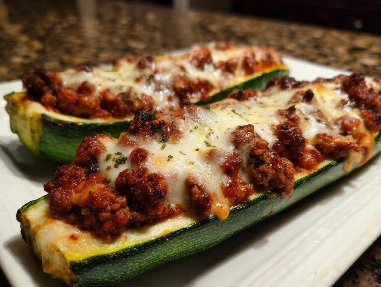Amazing 320 Calorie Zucchini Boats with Ground Turkey Two baked Zucchini Boats with Ground Turkey & Marinara filling, topped with melted mozzarella cheese.